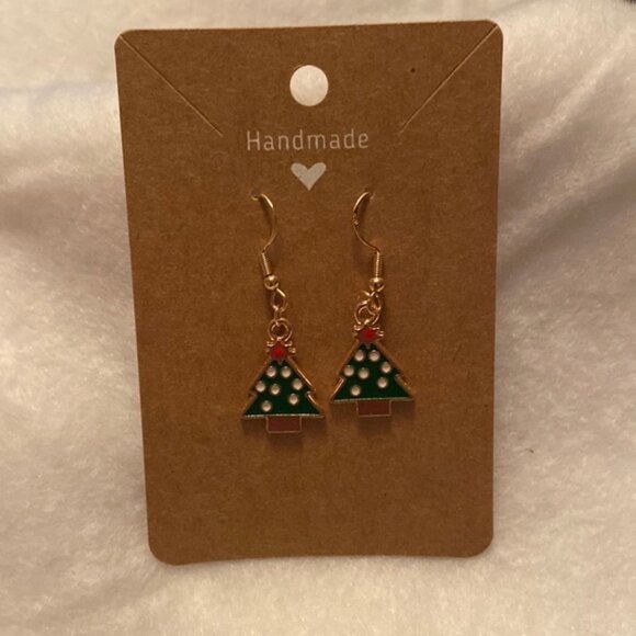 Christmas Tree with White Lights Earrings - Picture 2 of 5